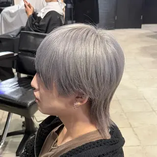 ミディアム カラー メンズ 【フェザーパーマ】 【縮毛矯正】鶴田文のヘアスタイル