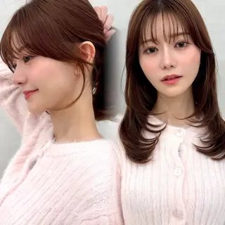 セミロング カラー 韓国ヘア🇰🇷透明 感カラー/yui💞のヘアスタイル