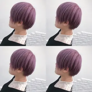 ショート カラー ヘアアレンジ TAKUMAブリーチ /切りっぱなし🪽のヘアスタイル