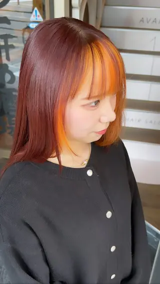 ロング カラー 【ブリーチ無しW】 【暗髪&暖色系】圭真のヘアスタイル