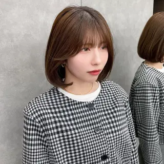 ミディアム カラー 縮毛矯正/ストンボブ Wカラー💎ヒデジのヘアスタイル