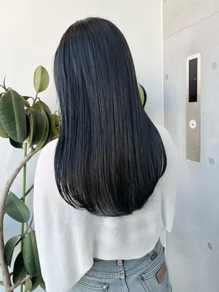 ロング カラー パーマ ヘアアレンジ 透明感/オリーブ/ グレージュ/YUKAのヘアスタイル