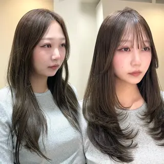 ロング カラー HINA🎀韓国ヘア エクステ/小顔カットのヘアスタイル