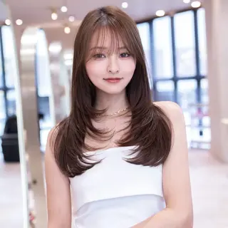 セミロング カラー 渋谷/韓国レイヤー/ 艶カラー/nanoのヘアスタイル