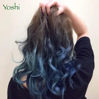 セミロング カラー 吉河 克則のヘアスタイル