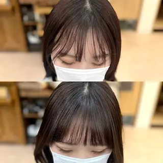 ミディアム カラー パーマ ヘアアレンジ メンズ キッズ ネイル マツエク・マツパ アイブロウ レイヤーカット／顔周 りカット/縮毛矯正のヘアスタイル