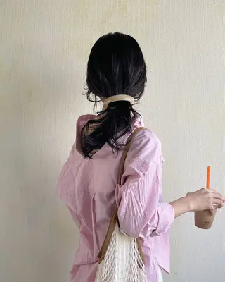 ロング 🍋透け感カラー🍃 オリーブ🍐Kahoのヘアスタイル