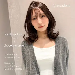 ミディアム 似合わせレイヤー・ボ ブ タナカ レイヤのヘアスタイル