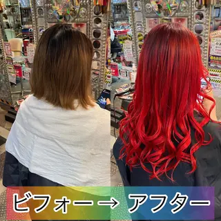 ロング カラー ヘアアレンジ 🌈派手髪エクステ ブレイズ🌈ひろとのヘアスタイル