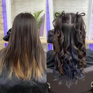 ロング カラー ヘアアレンジ アイブロウ LAVENDIA 初音のヘアスタイル