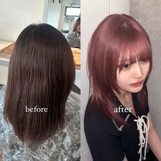 セミロング カラー 💫miyu💫デザ インカラー/アレンジのヘアスタイル