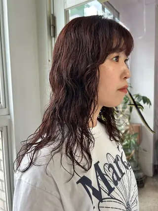 セミロング カラー パーマ maho/垢抜け カラーパーマメイクのヘアスタイル