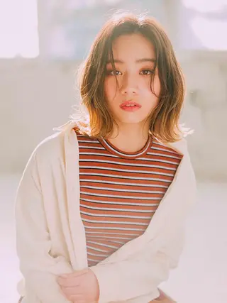 ミディアム カラー パーマ 【公式】amble luxe池袋東口🩷のヘアスタイル