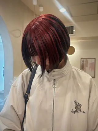 ミディアム カラー シンバヒナノ/パーマ レイヤー/髪質改善のヘアスタイル