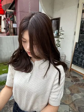 ミディアム カラー 冨永 萌のヘアスタイル