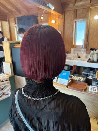 カラー まろみ暖色×ボブ ×chia🕯のヘアスタイル