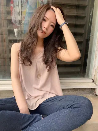 セミロング パーマ Libre 西野圭一のヘアスタイル