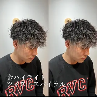 カラー パーマ メンズ センターパート ／植田のヘアスタイル