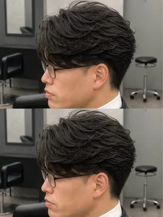 ミディアム パーマ ヘアアレンジ メンズ 🔥ニュアンス フェザー小林海斗🔥のヘアスタイル