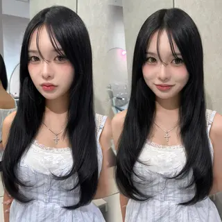 ロング カラー ハッシュカット/ 水光艶カラー/RINのヘアスタイル