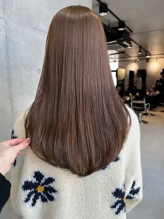 ロング カラー パーマ ヘアアレンジ 透明感/オリーブ/ グレージュ/YUKAのヘアスタイル
