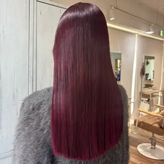 ロング カラー yusa/暖色カラー /ワインレッド/赤髪のヘアスタイル