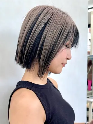 ミディアム ハイトーンイヤ リングカラー清水隆央のヘアスタイル