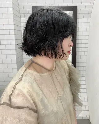 ショート 紙屋町ショート /ボブ　パーマ河内蓮のヘアスタイル