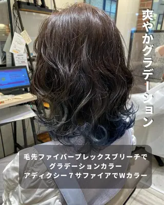 ミディアム カラー 長津 健一郎のヘアスタイル