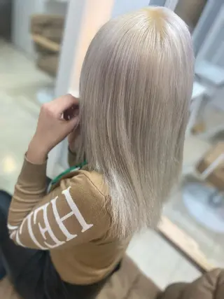 セミロング カラー ヘアアレンジ メンズ キッズ ネイル アイブロウ 🧡可愛い色落ち🧡 ハイトーン特化🧡のヘアスタイル