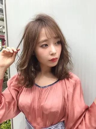 セミロング カラー パーマ ヘアアレンジ 土畑 博矢のヘアスタイル