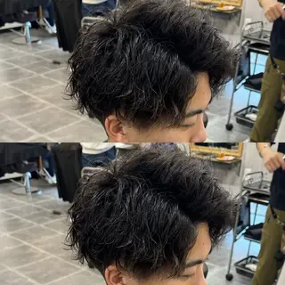 ミディアム カラー パーマ メンズ 高橋 宏輔のヘアスタイル