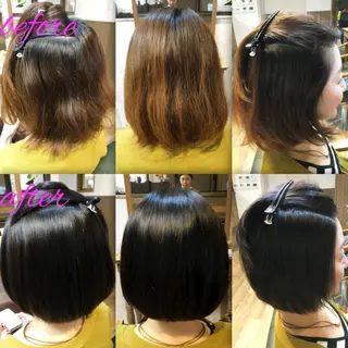 ミディアム カラー パーマ ブリーチ縮毛矯正/ デサキ ショウヘイのヘアスタイル