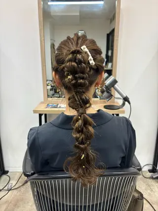 ロング ヘアアレンジ 大阪／ハイトーン ／アレンジ／りなのヘアスタイル