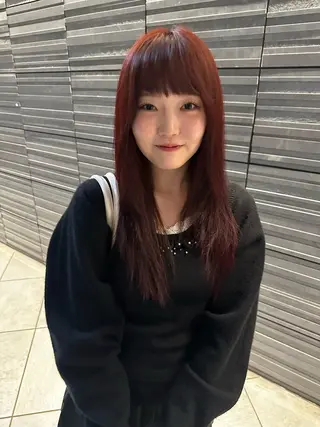 カラー 韓国風レイヤーカラー ライムのヘアスタイル