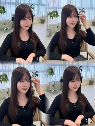 ロング 落合しほ/韓国ヘア/ 髪質改善/縮毛矯正のヘアスタイル