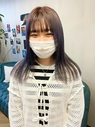 セミロング デザインカラー/ボブ ブリーチカラー/ユリのヘアスタイル