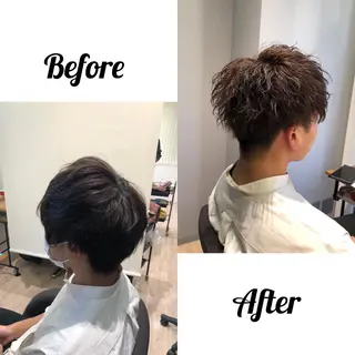 ショート カラー パーマ メンズ 関西センターパート メンズモデル募集のヘアスタイル