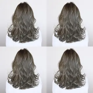 セミロング カラー 韓国レイヤーカット/ ダブルカラーのヘアスタイル