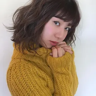 ミディアム カラー 薬院:今泉/上川美幸 ボブ/顔周りレイヤーのヘアスタイル