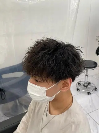 ミディアム パーマ ヘアアレンジ メンズ メンズ特化 水口湧太のヘアスタイル