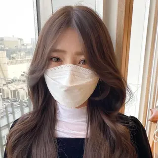 セミロング カラー 顔まわりカット🌟 くびれヘア/寺門遥輝のヘアスタイル