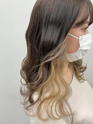 セミロング カラー ヘアアレンジ 🦄インナーカラー 🦄貫井彩花のヘアスタイル