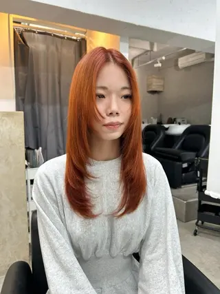 セミロング カラー 心斎橋l大人韓国ヘア レイヤー×艶カラーのヘアスタイル
