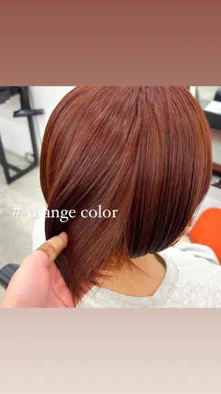 セミロング カラー 暖色/艶髪/ボブ/ ショート/Ayaのヘアスタイル