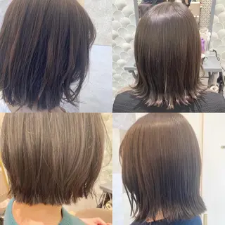 セミロング カラー 横浜似合わせ顔まわり カット／長谷川のヘアスタイル