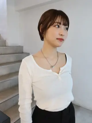 ショート 顔周りカット/透明感 カラー✂️MEIのヘアスタイル
