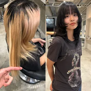 セミロング 名古屋/落ちる黒 黒染め落としのヘアスタイル