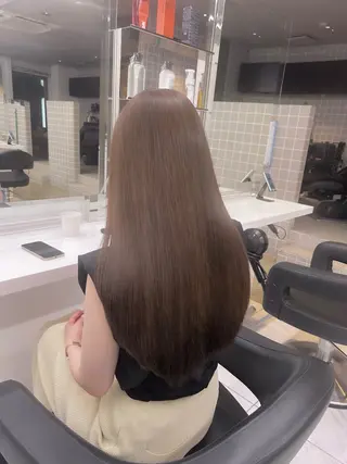ロング カラー パーマ ヘアアレンジ メンズ キッズ ブリーチなしカラー/ ブラウン/レイヤーのヘアスタイル