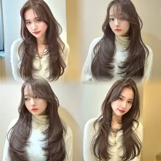 ロング 縮毛矯正/レイヤー 韓国/顔まわり/夢音のヘアスタイル